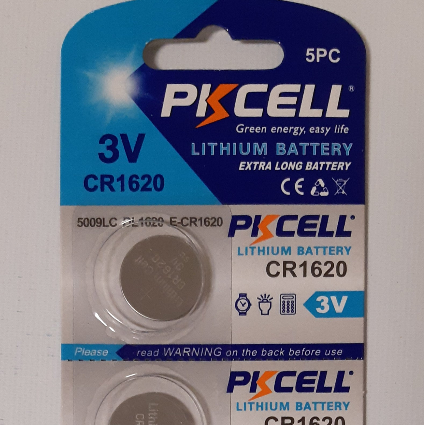 Litiumparisto CR1620 3V PKCell 5 kpl