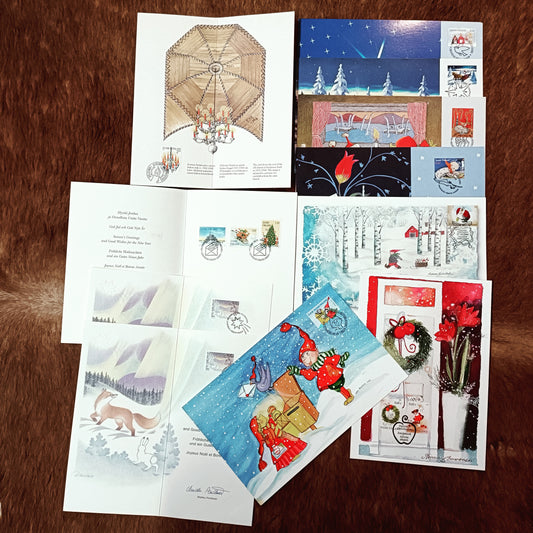 Postin joulukortteja, ensipäiväleimoja ja joulumerkkejä vuosilta 1997-2009 - 11 kpl