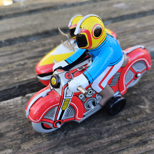 Moottoripyörä sivuvaunulla - Vedettävä peltilelu *