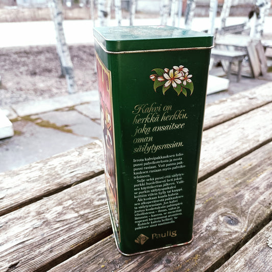 Paulig vihreä peltinen kahvipurkki kannella *