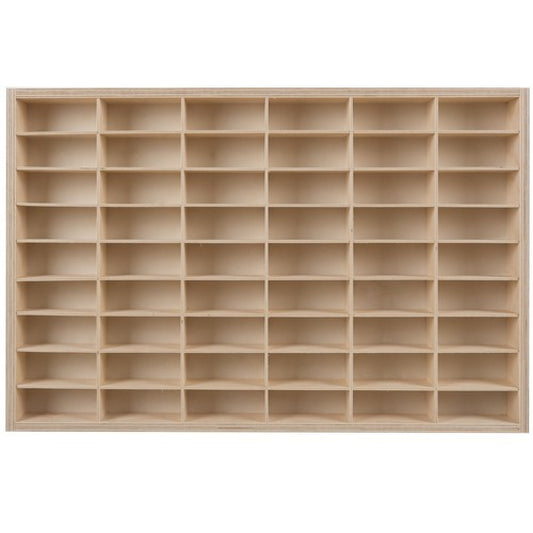 Puinen 54-lokeroinen pikkuautohylly - lokerikko *