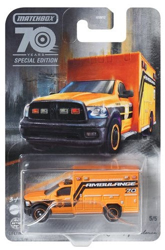Matchbox Ram Ambulance 2019 - 70 Years - Orange - 1:64
