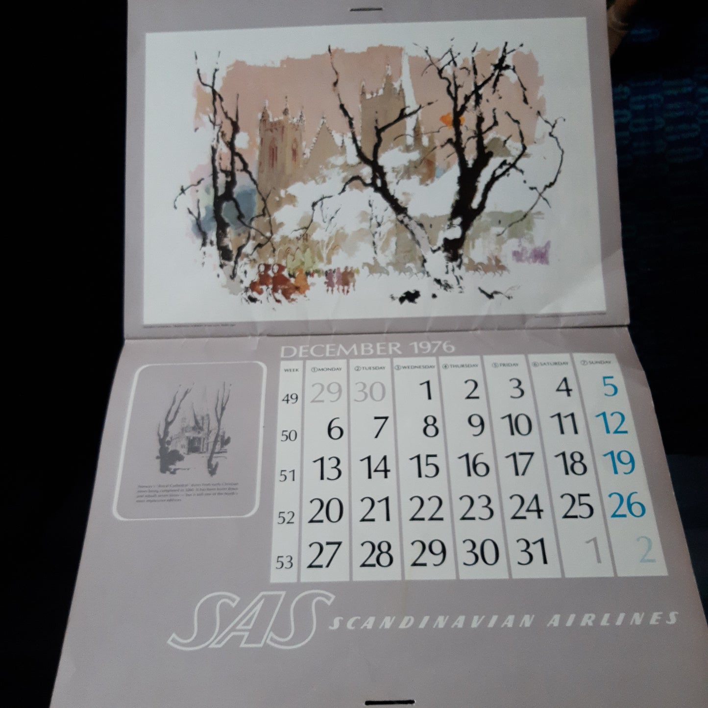 sas seinäkalenteri 1976
