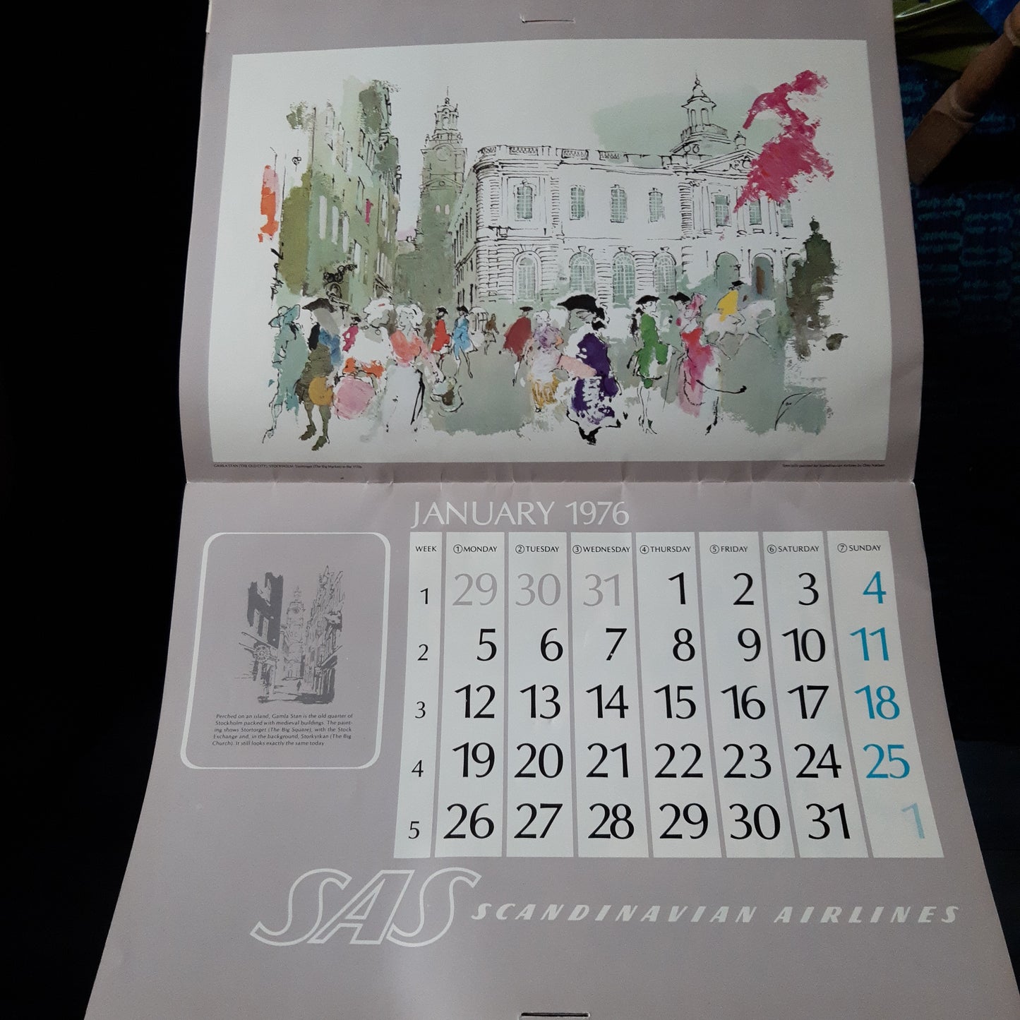 sas seinäkalenteri 1976