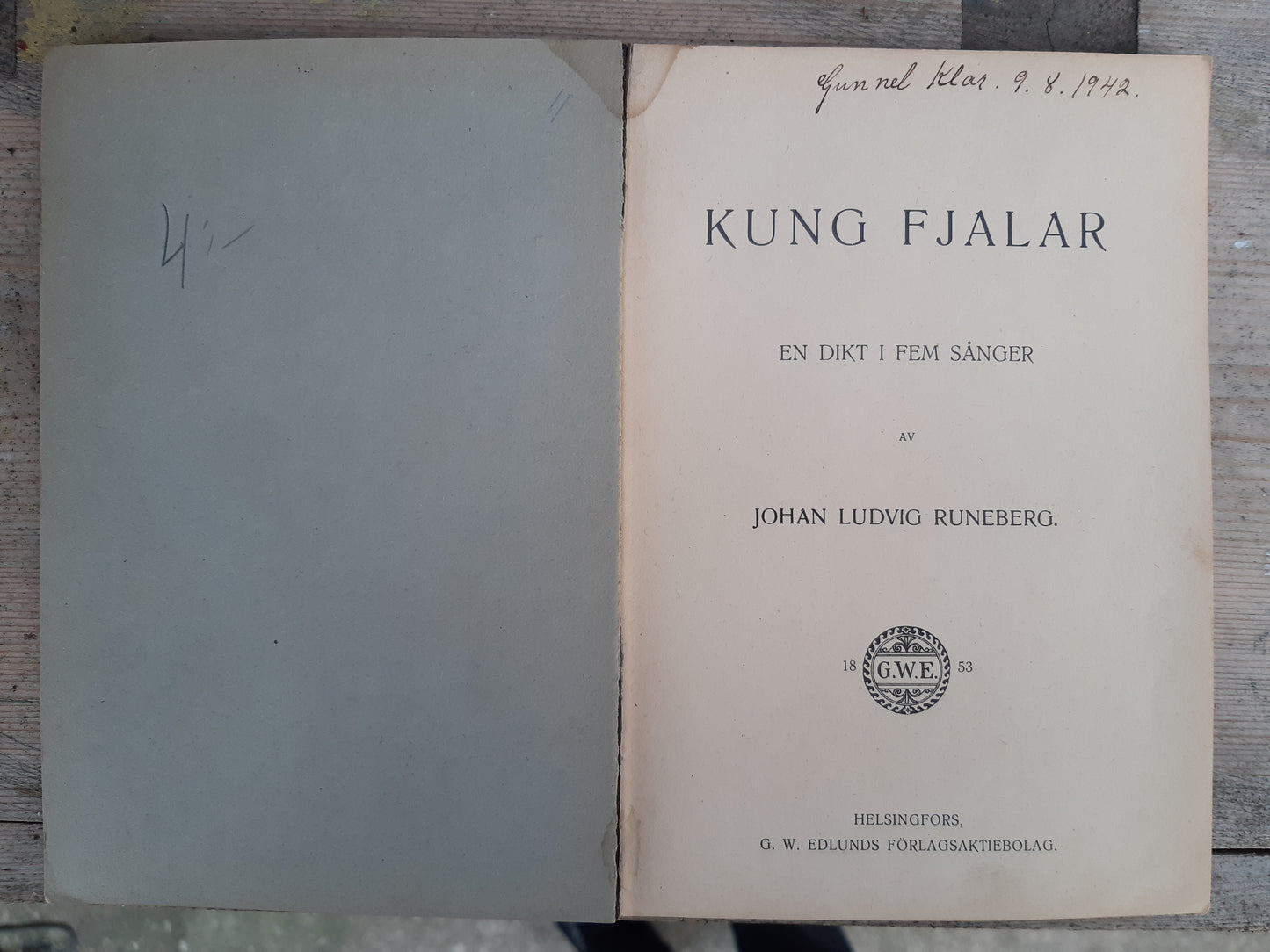 kung fjalar. en dikt i fem sånger av johan ludvig runeberg. skolupplaga