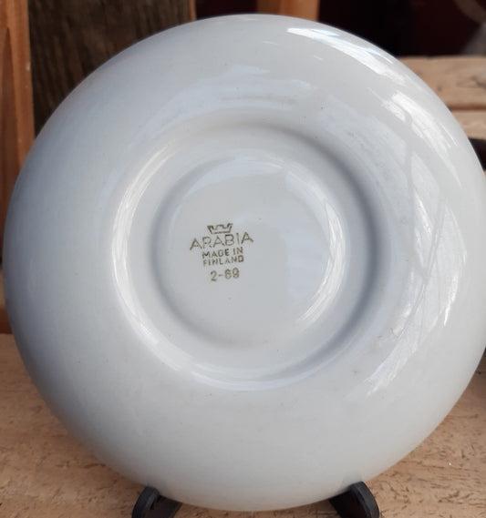 arabia vanha keltainen puhalluskupin aluslautanen