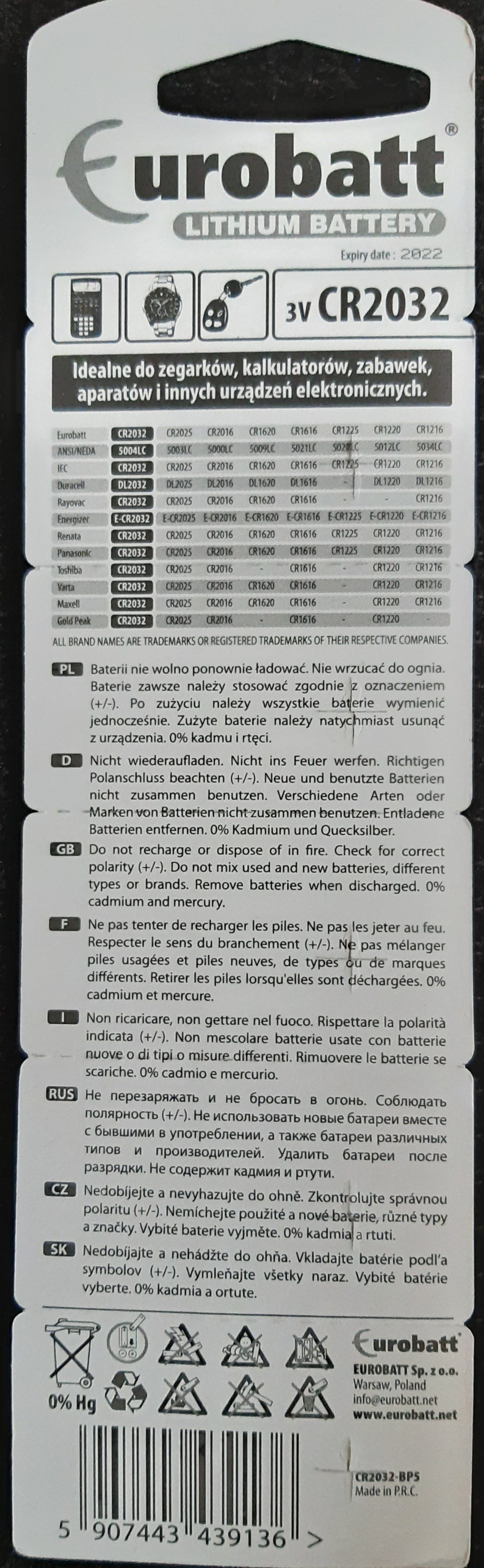 litiumparisto cr2032