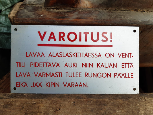 alumiinikyltti varoitus