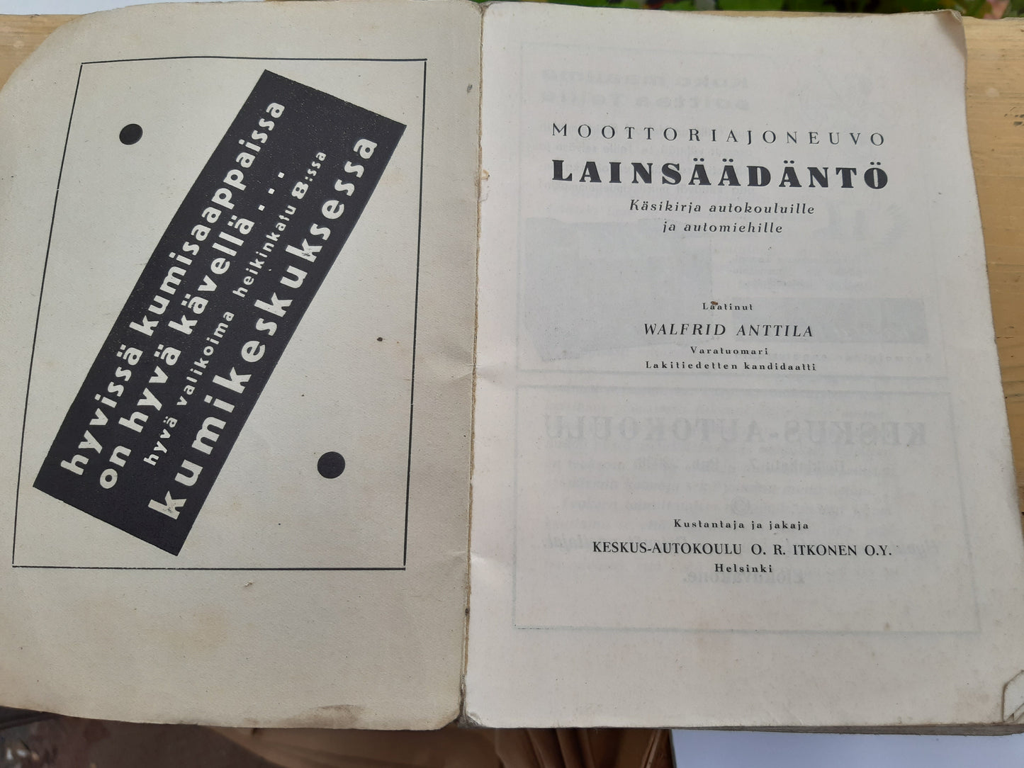 moottoriajoneuvo lainsäädäntö vuodelta 1938