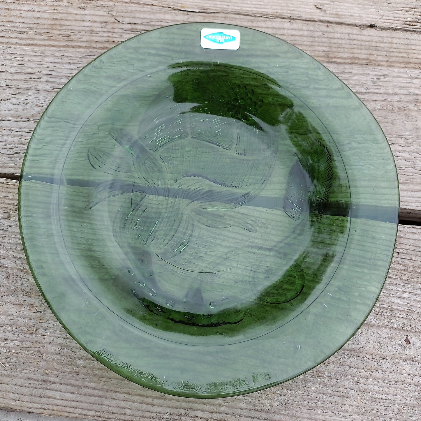 Nuutajärvi vihreä Pioni lautanen 17 cm