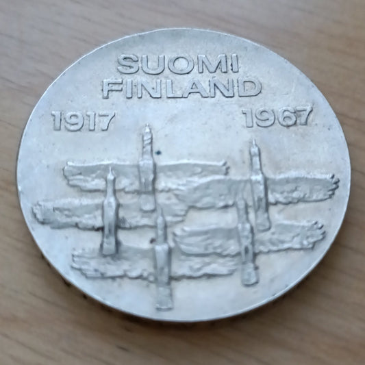 Hopearaha 10 markkaa 1967 Itsenäisyys 50 vuotta
