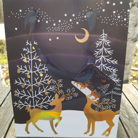 Joulukassi mustakulta Porot 23 x 18 cm