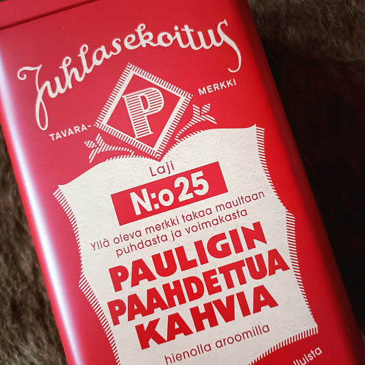 Paulig peltinen kahvipurkki kannella - Juhlasekoitus N:o 25