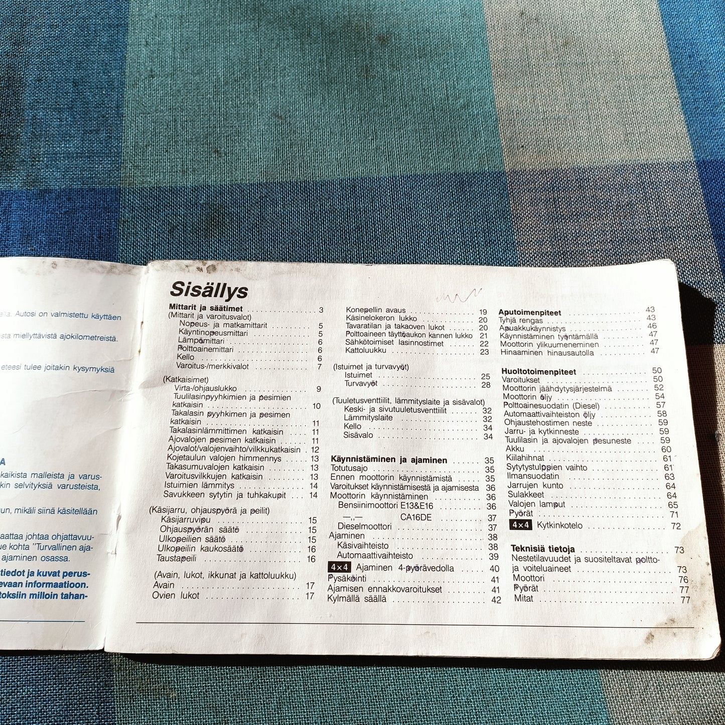 Nissan Sunny mallisarja B12/N13 käyttöohjekirja