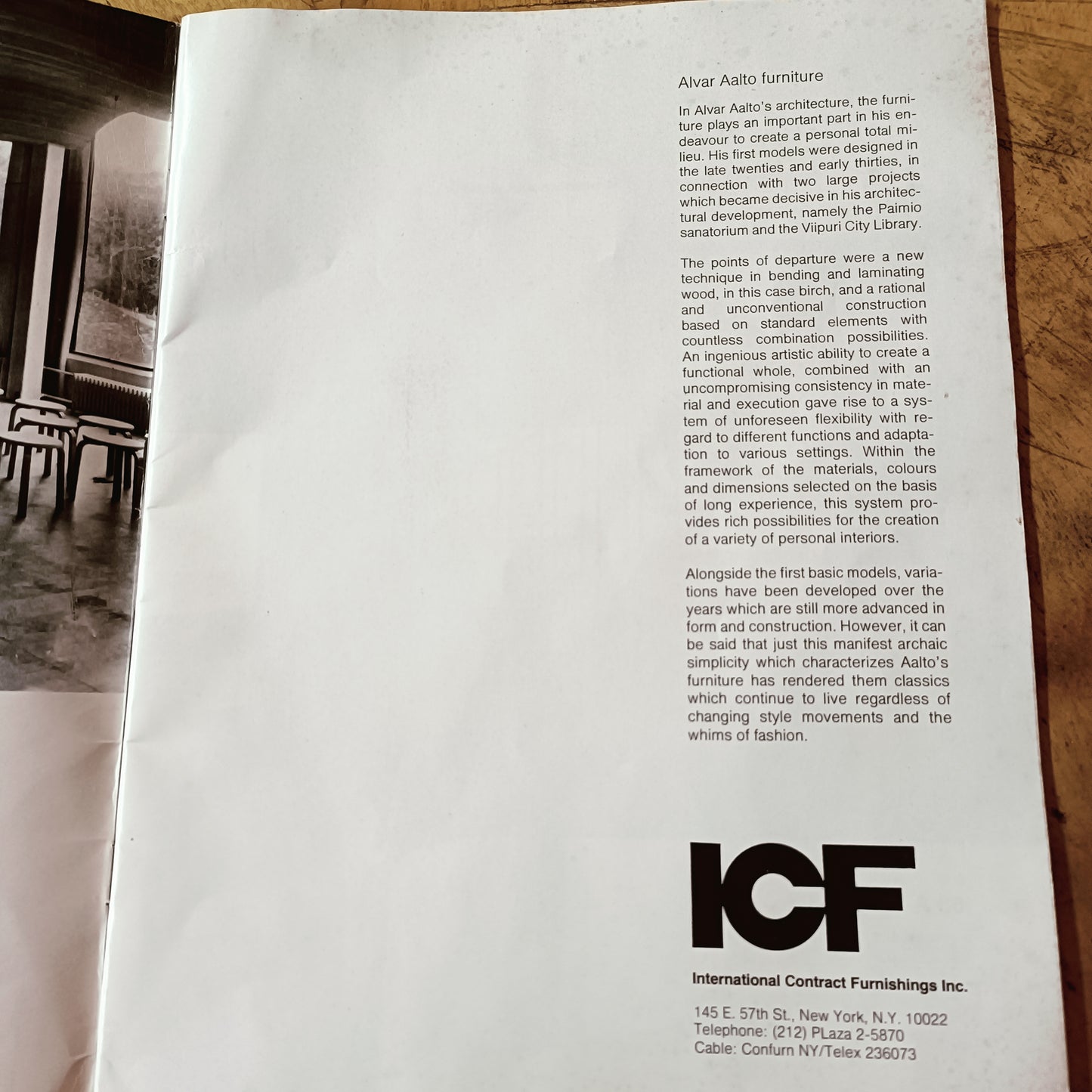 ICF Alvar Aalto furniture esite vuodelta 1978