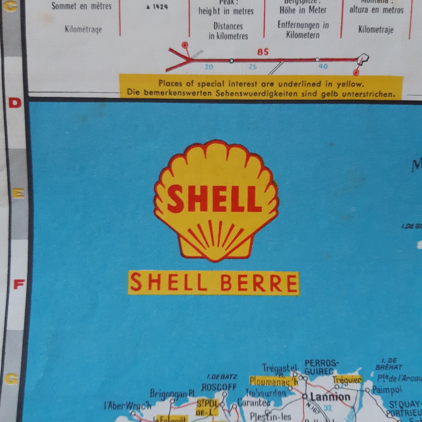 shell ranskan tiekartta vuodelta 1959