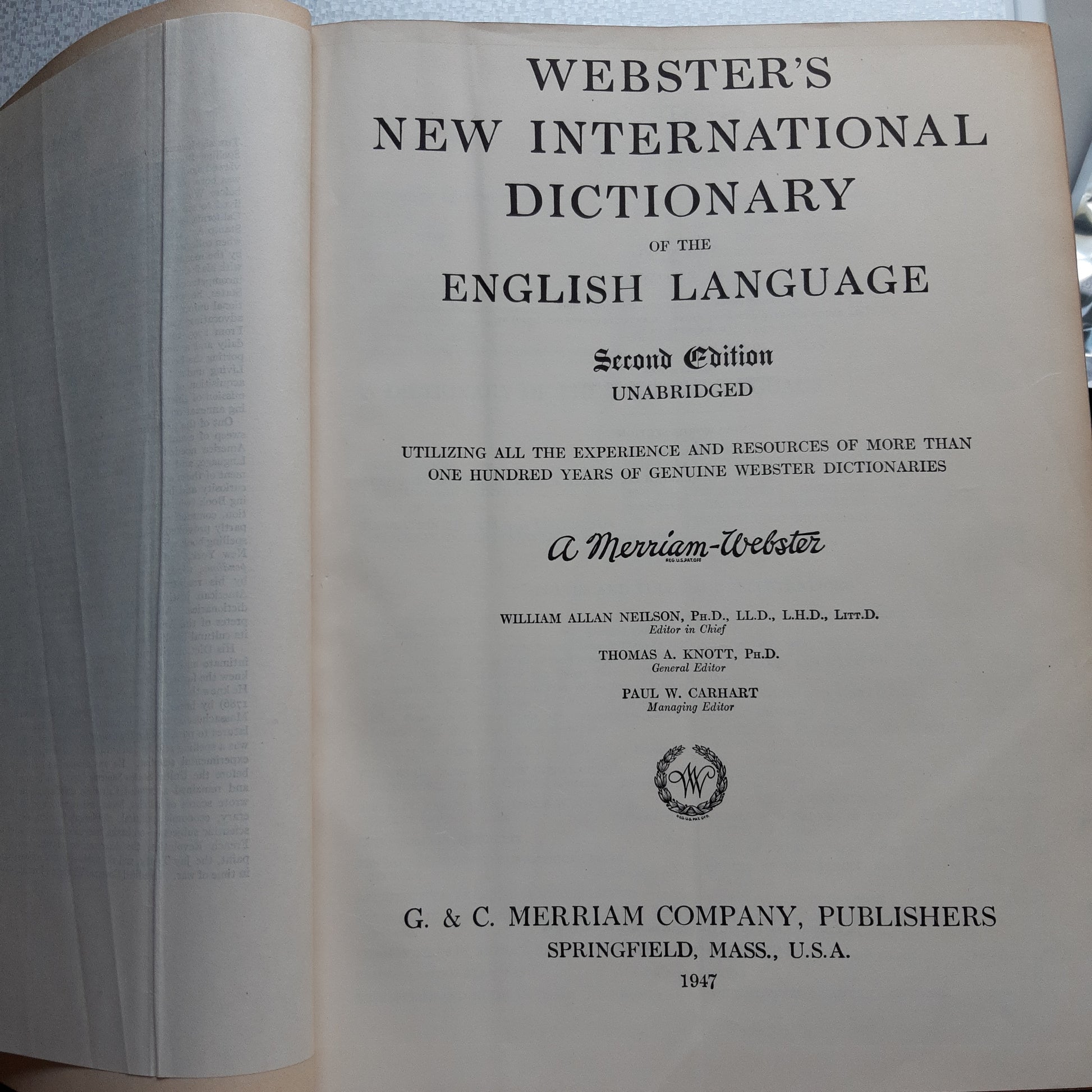 webster's new international dictionary - second edition - latest unabridged 1947