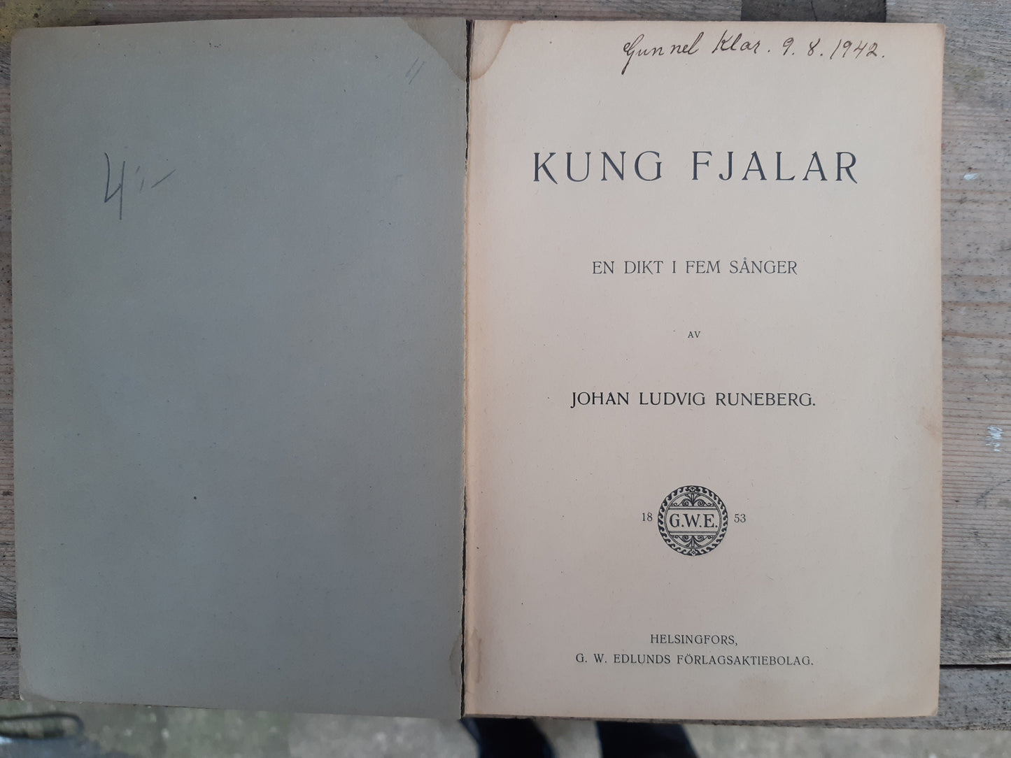 kung fjalar. en dikt i fem sånger av johan ludvig runeberg. skolupplaga